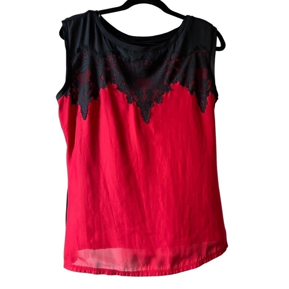Worthington Red and Black Sleeveless Top Size Large